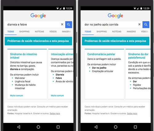 Google muda busca no celular para mostrar doenças relacionadas a sintomas pesquisados