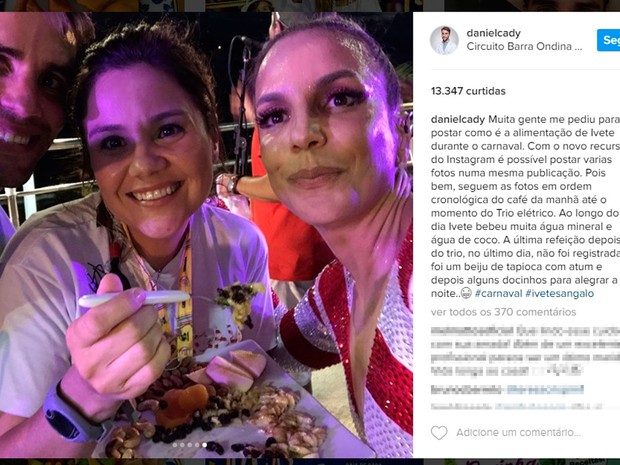 Marido de Ivete mostra dieta da cantora antes do trio: ‘muita água’
