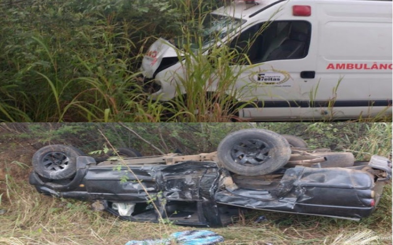 Barbalha – acidente com ambulância da cidade de Jardim deixa um morto e quatro feridos