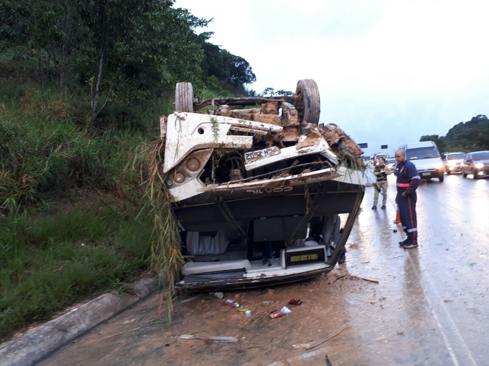 Micro-ônibus que transportava pacientes bate em cavalos e capota no Grande Recife