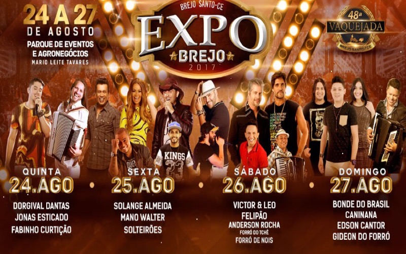 ExpoBrejo 2017 terá shows de Dorgival Dantas, Solange Almeida e Victor & Léo