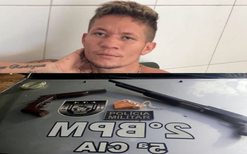 Homem foi preso com armas e drogas na comunidade do Gesso, em Crato