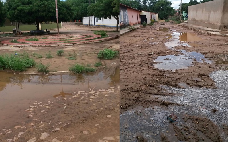 Povo pede ajuda: Praça do Sítio Taquari se encontra abandonada com piso destruído, lama e matagal
