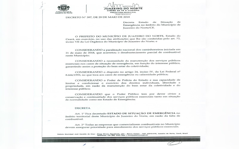 Prefeito de Juazeiro do Norte decreta situação de emergência, com escassez no abastecimento de combustíveis
