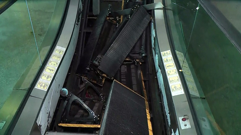 Escada rolante tem pane, ‘desmonta’ e deixa duas mulheres feridas no Terminal Integrado Aeroporto