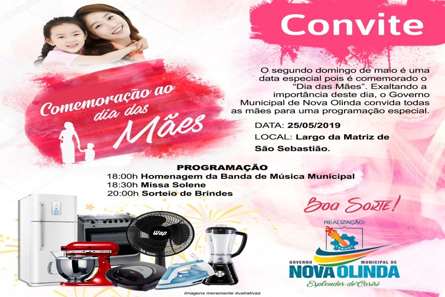 Festa em homenagem as Mães acontece neste sábado (25), em Nova Olinda
