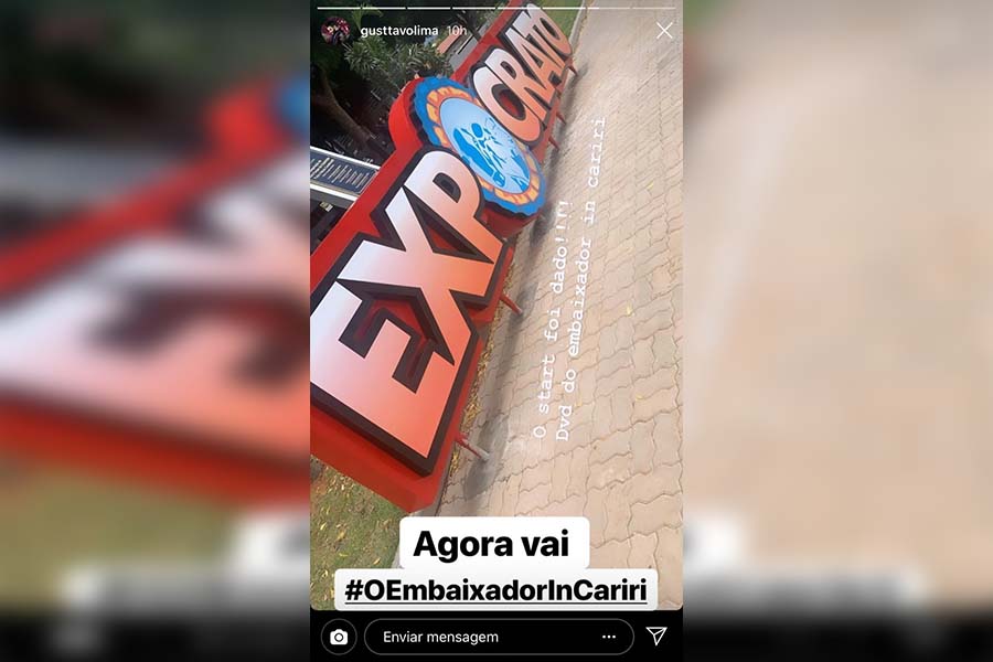 No Instagram, Gustavo Lima posta foto do mural da Expocrato e anuncia gravação de DVD