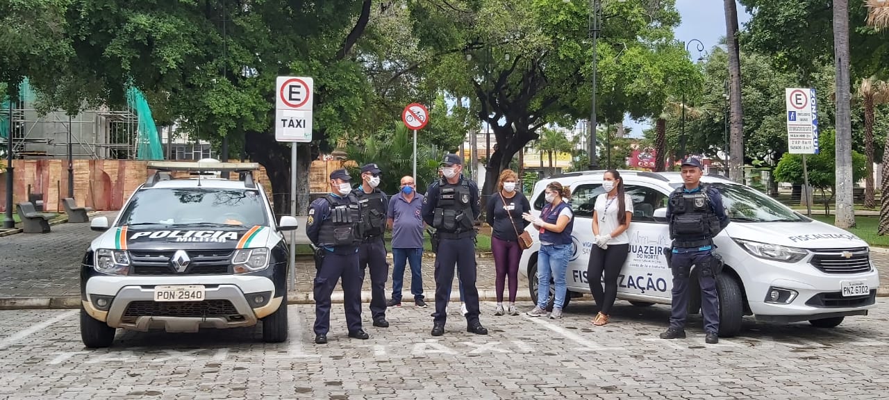 Polícia Militar e Vigilância Sanitária fiscalizam estabelecimentos comerciais em Juazeiro do Norte