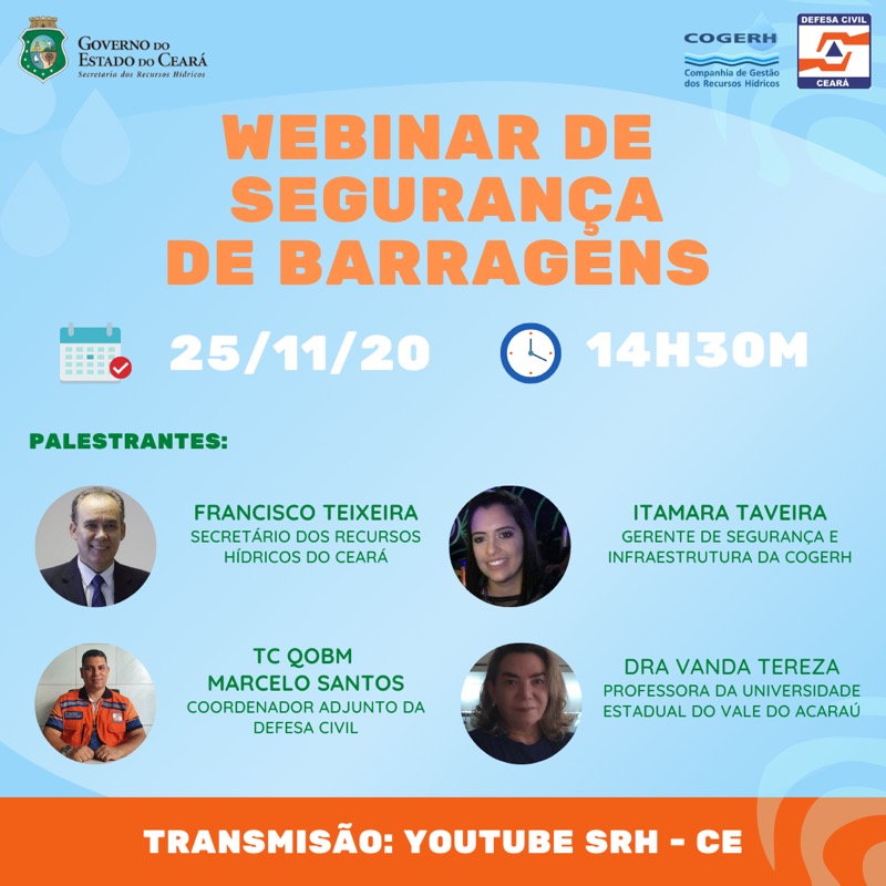 Segurança de barragens é tema de Webinar promovido pela SRH