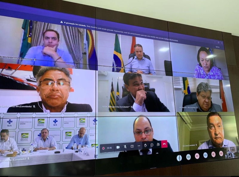 Camilo Santana se reúne com governadores do Nordeste e ministro da Saúde para tratar de vacinas