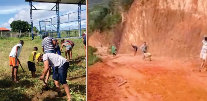 Sem paciência, comunidades de Porteiras e Potengi fazem mutirão de limpeza e reformas