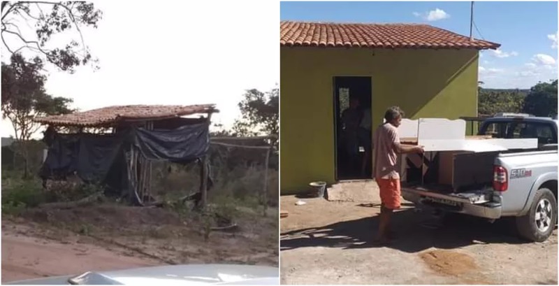Casal que vivia em barracão ganha casa construída por voluntários em Nova Olinda