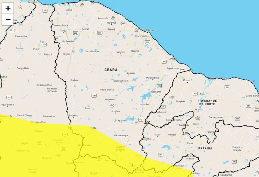 Ceará deve ter dia de chuvas intensas e ventos fortes, diz Inmet
