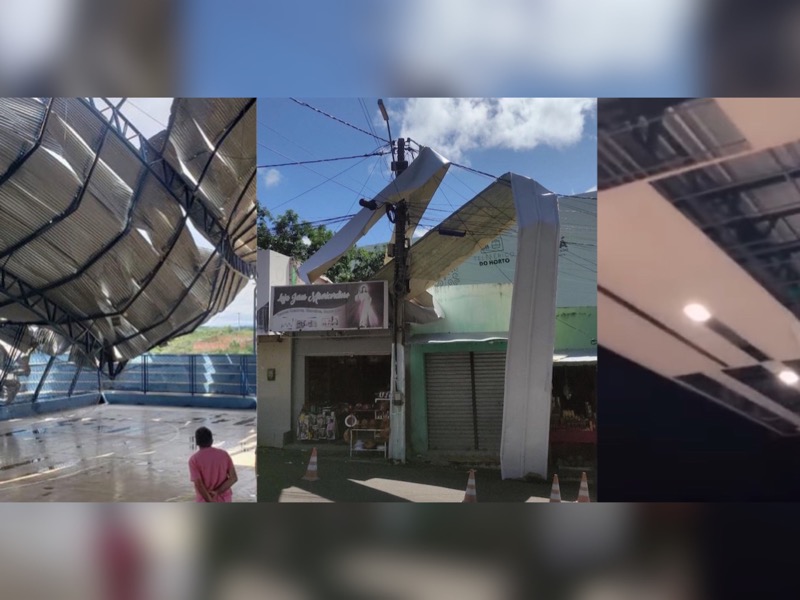 Chuva e forte ventania destroem parte da cobertura do Teleférico do Horto; Crato também registra estragos