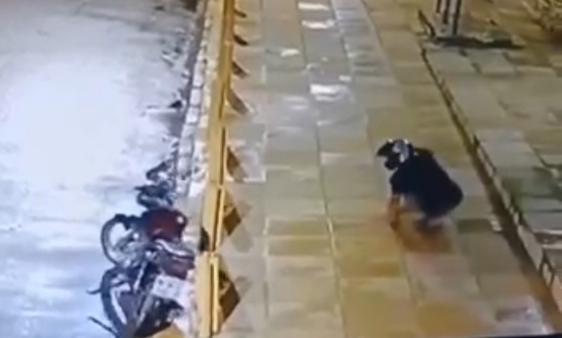 Crato: motociclista sofre batida violenta em piquetes de ferro, moto não cai e ele sai andando após dar cambalhota