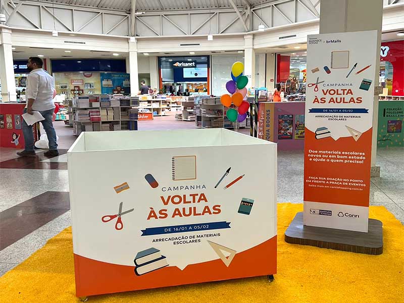 Cariri Shopping realiza campanha de arrecadação de material escolar em parceria com o Instituto da Criança