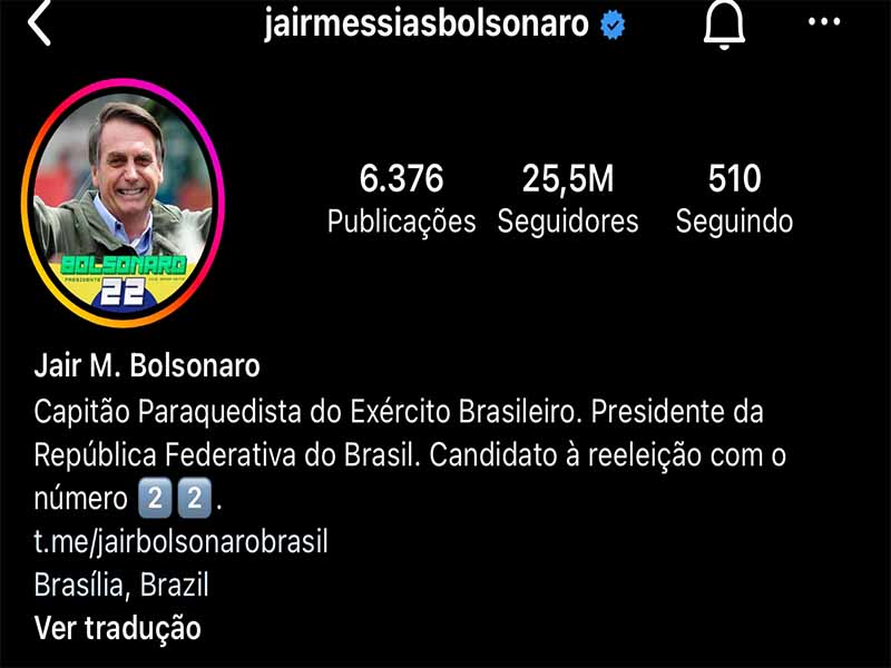 Bolsonaro ainda se apresenta como “presidente” nas suas redes sociais 12 dias após deixar o cargo