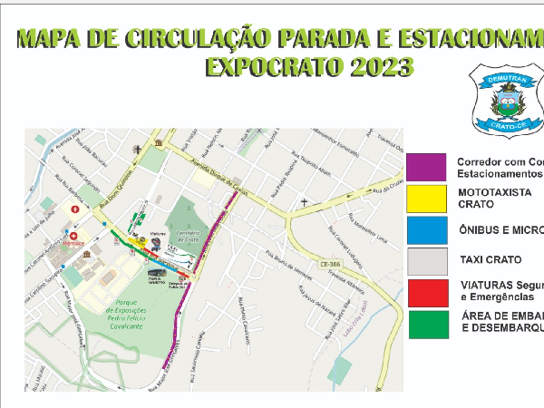 Demutran do Crato disponibiliza mapa de circulação para a Expocrato 2023