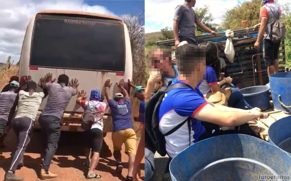 Estudantes de Araripe são transportados em pau de arara usado no traslado de animais
