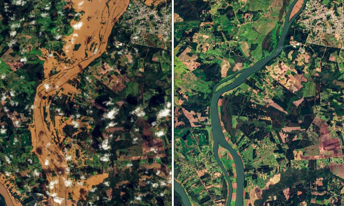 Imagens de satélite mostram alcance da destruição do ciclone no Rio Grande do Sul
