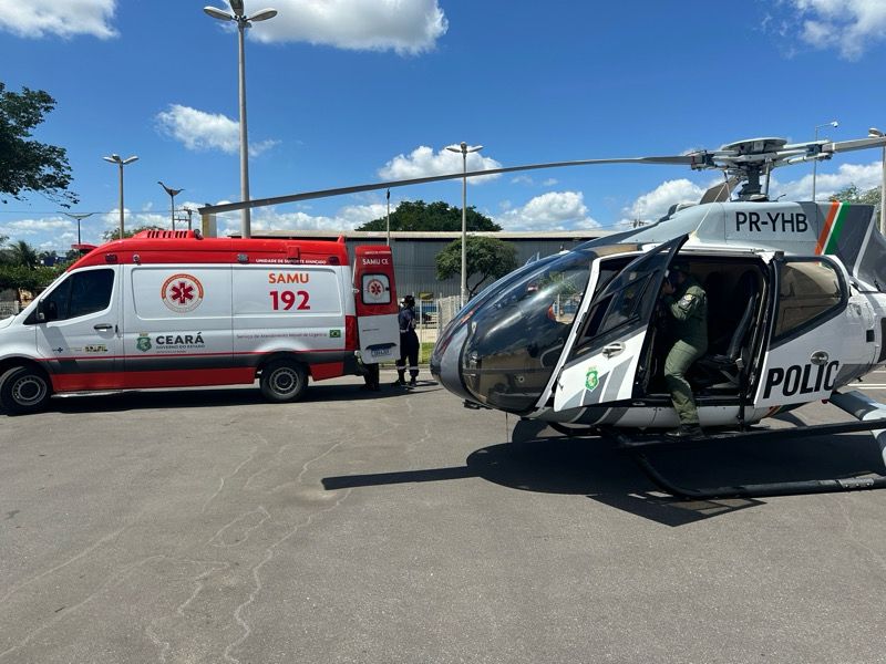 AO VIVO: jovem sofre traumatismo craniano após acidente de moto em Tauá e é trazido por helicóptero da CIOPAER para Juazeiro