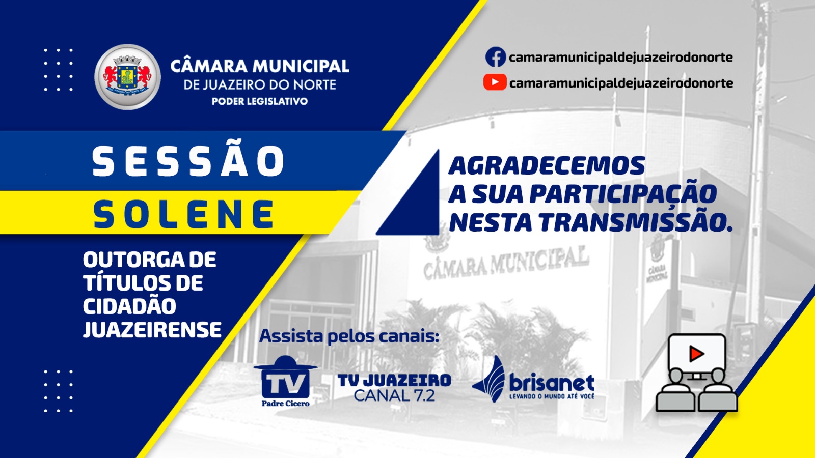 Assista ao vivo a mais uma sessão ordinária da câmara municipal de Juazeiro do Norte