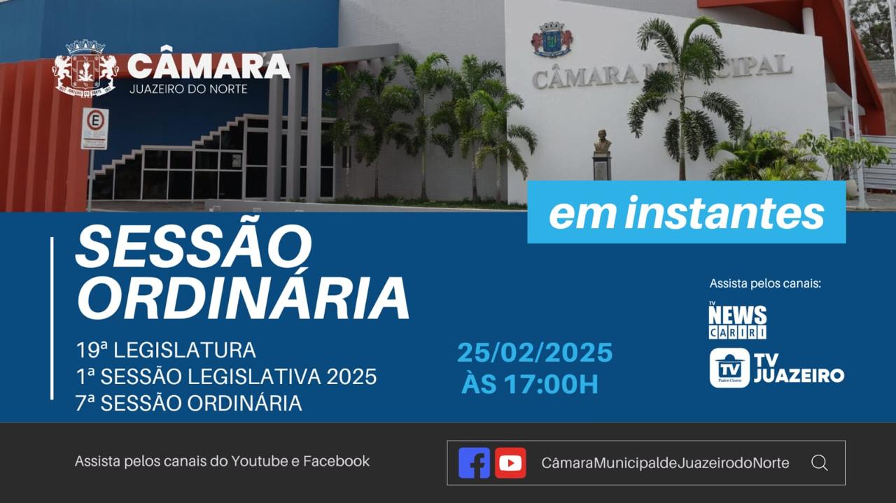 Ao vivo: assista a sessão da Câmara de Vereadores de Juazeiro do Norte