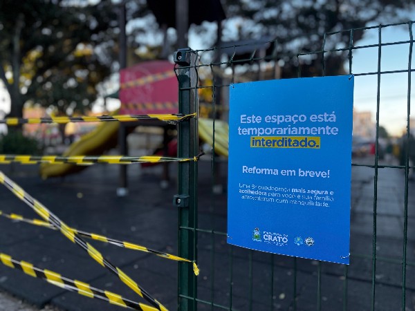 Brinquedopraça da Praça da Sé, em Crato, passará por revitalização para garantir mais segurança e conforto às crianças