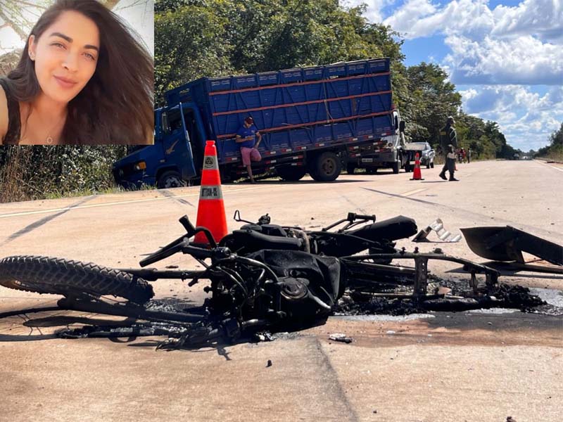 Mulher morre e outra fica gravemente ferida após pneu de moto estourar e veículo bater na lateral de caminhão na CE-292, em Crato