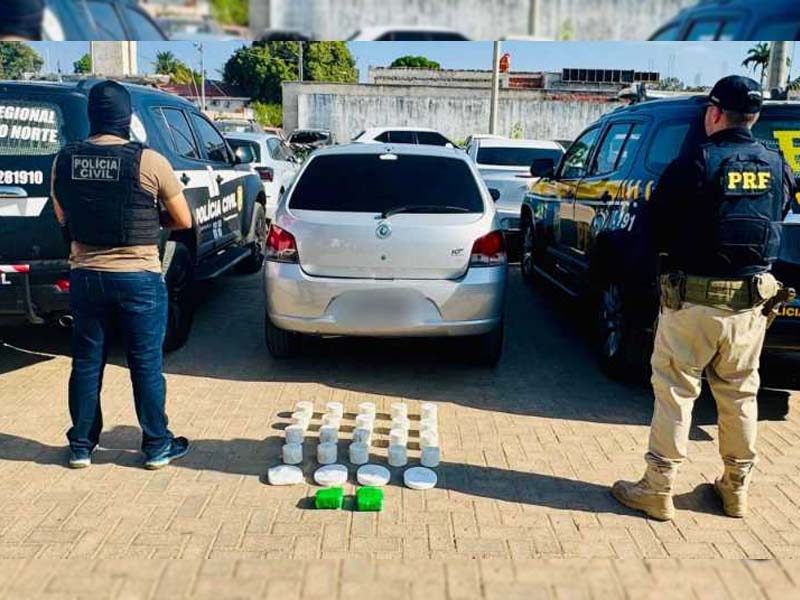 Casal é preso em Iguatu transportando 13,3 kg de drogas para o Cariri