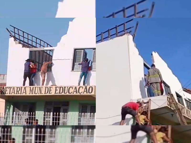 Teto de secretaria de Educação desaba e deixa mais de 20 professores feridos em Chaval, no Ceará