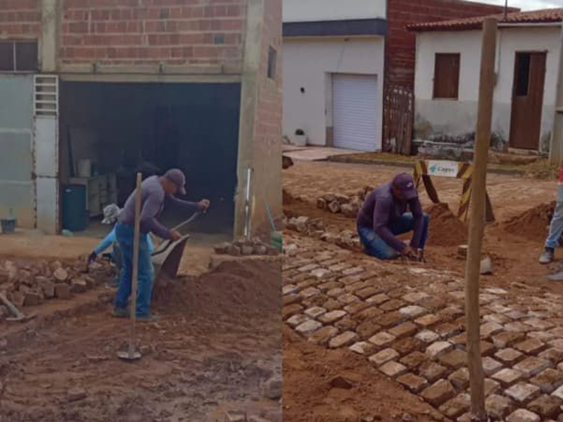 Prefeitura de Araripe intensifica manutenção e conserto de calçamentos em diversos bairros