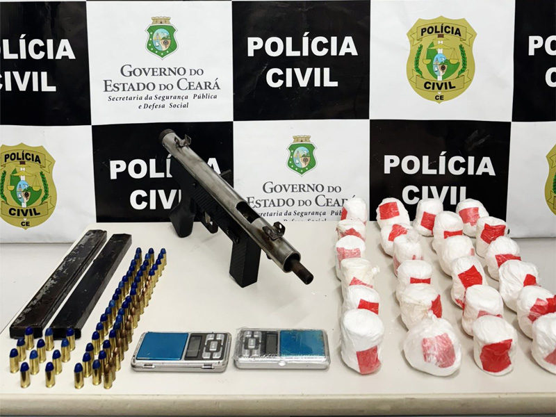 Homem é preso com 4,5 kg de drogas e armas em ações da Polícia Civil em Juazeiro do Norte