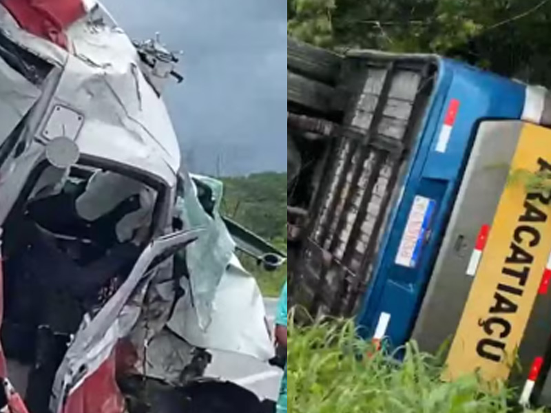 Acidente na BR-222 deixa mãe e filha mortas e 17 feridos no interior do Ceará