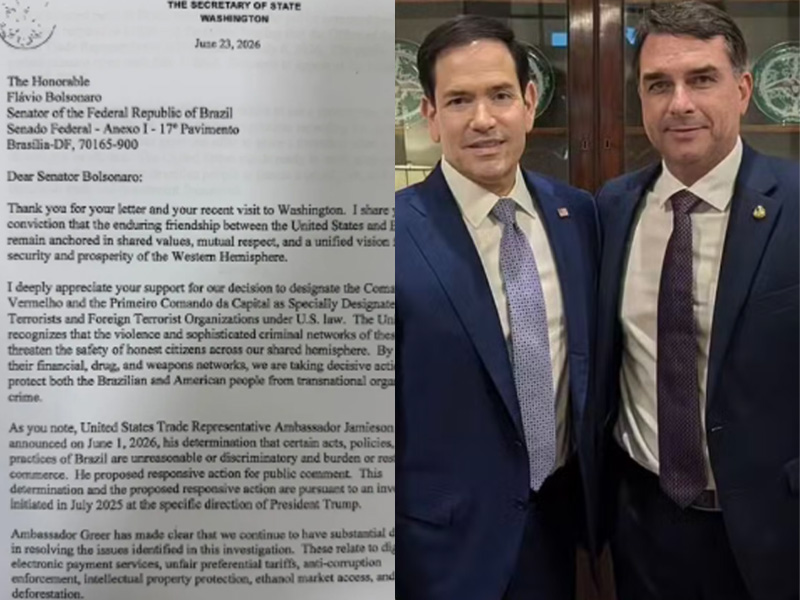 Marco Rubio agradece apoio de Flávio Bolsonaro na elaboração de medidas contra o Brasil e reafirma manutenção das sanções