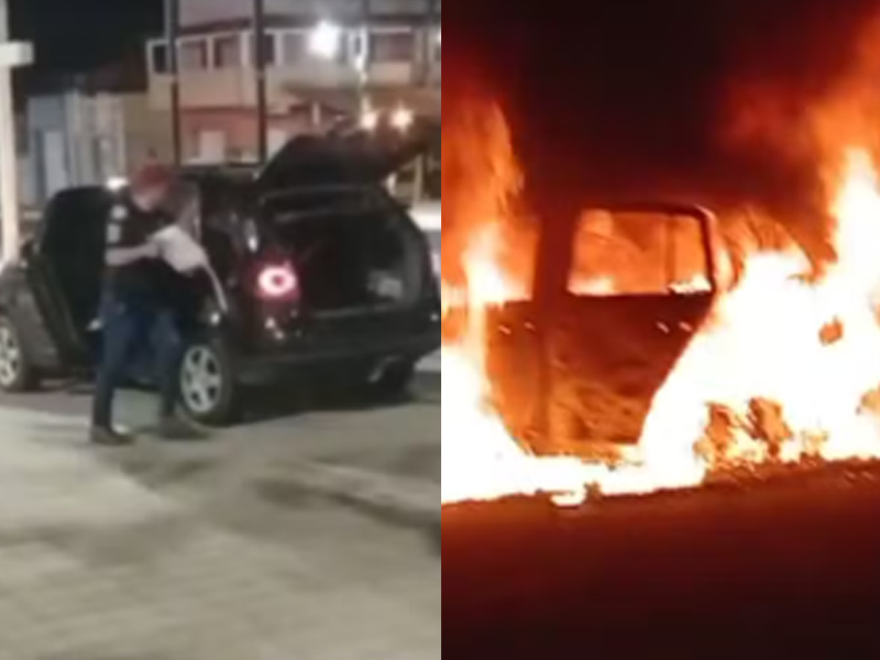 Homem incendeia carro após colisão com cruz de frente a igreja, em Caririaçu