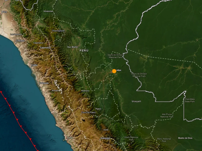 Terremoto de magnitude 5,6 é registrado próximo à fronteira entre Peru e Acre