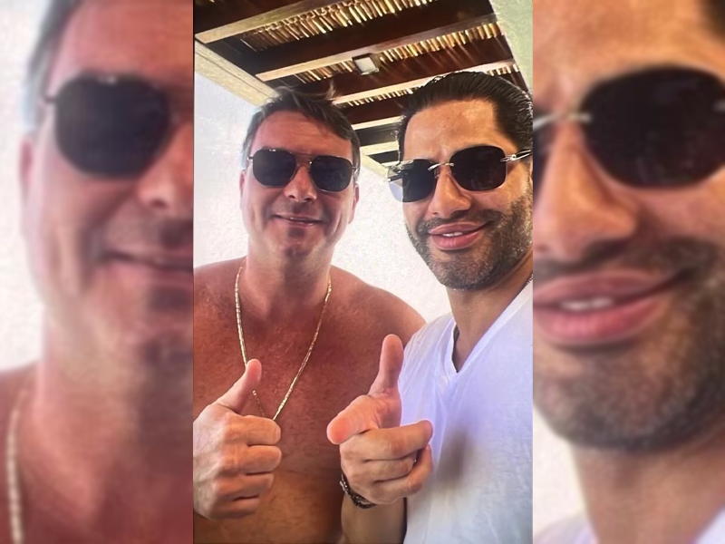 Foto mostra Flávio Bolsonaro ao lado do “Sicário” de Daniel Vorcaro; senador nega conhecê-lo