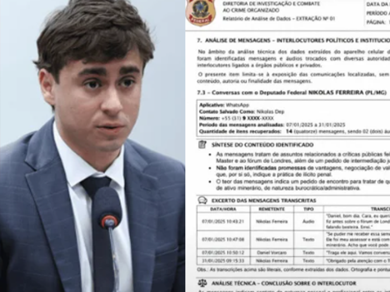 Nikolas Ferreira compartilha documento falso da PF gerado por inteligência artificial